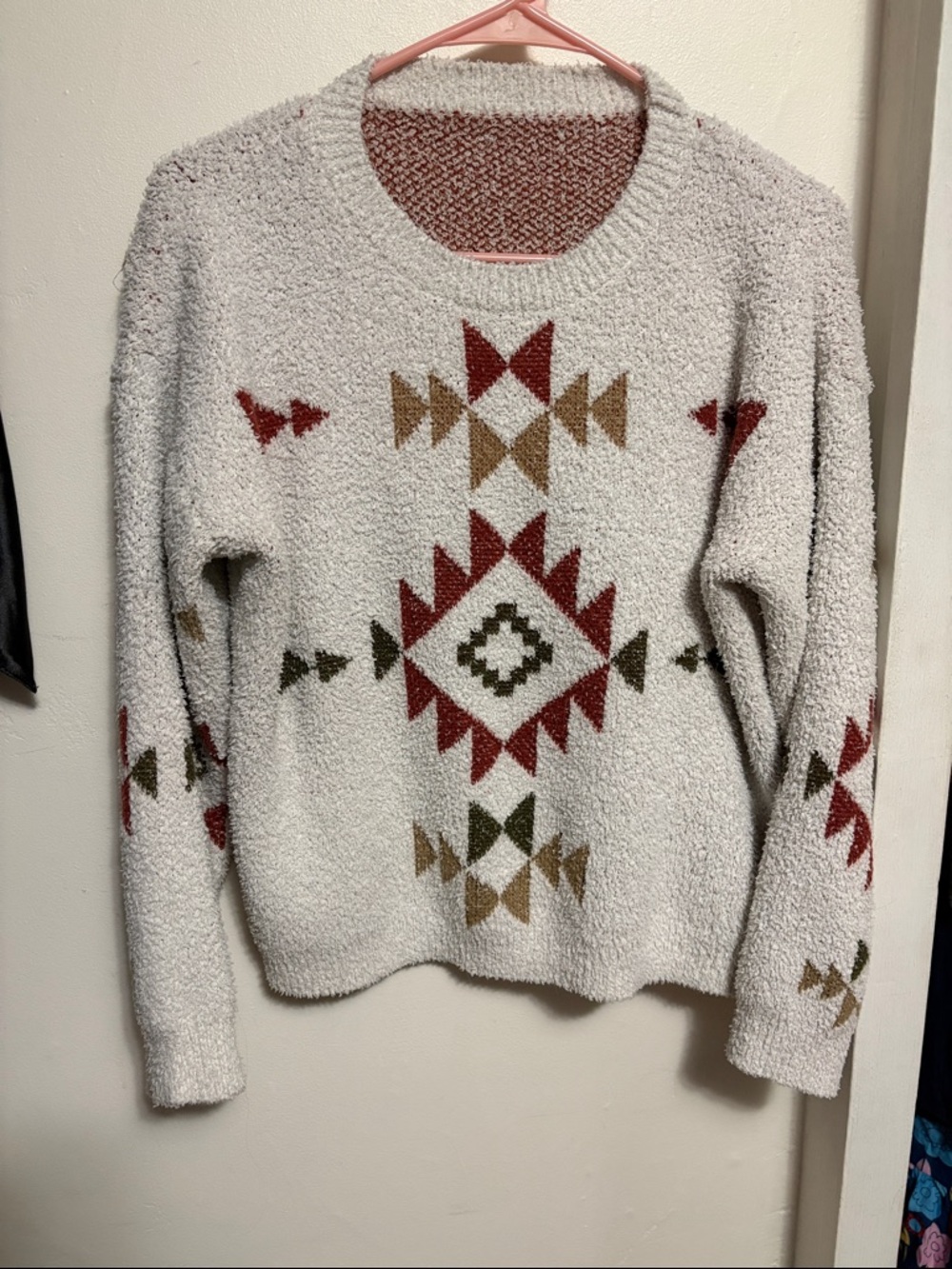 Cozy Ivory Aztec-Pattern Knit Sweater - Women